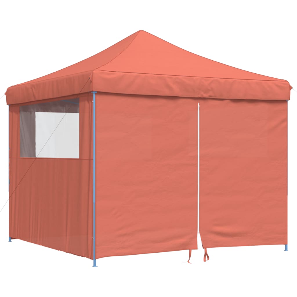 Partytent inklapbaar pop-up met 4 zijwanden terracottakleurig