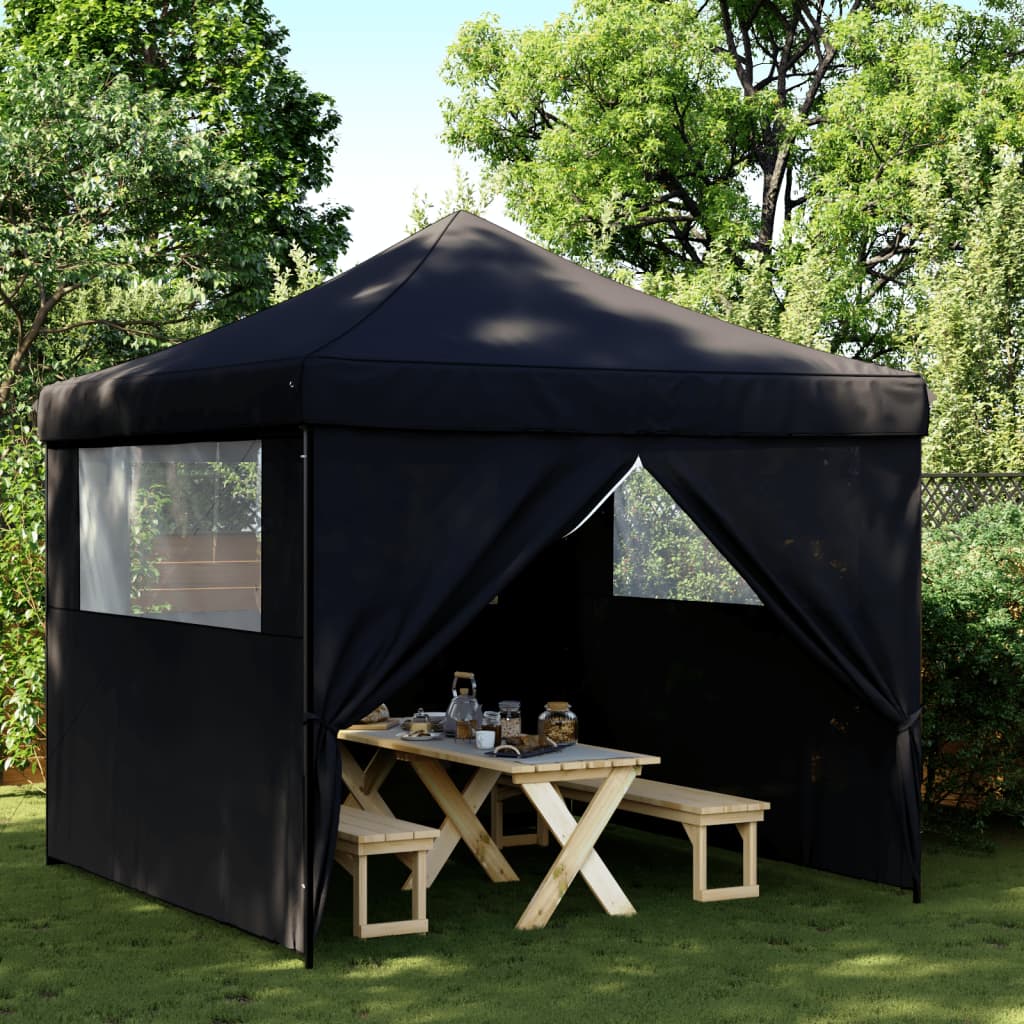 Partytent inklapbaar pop-up met 4 zijwanden zwart