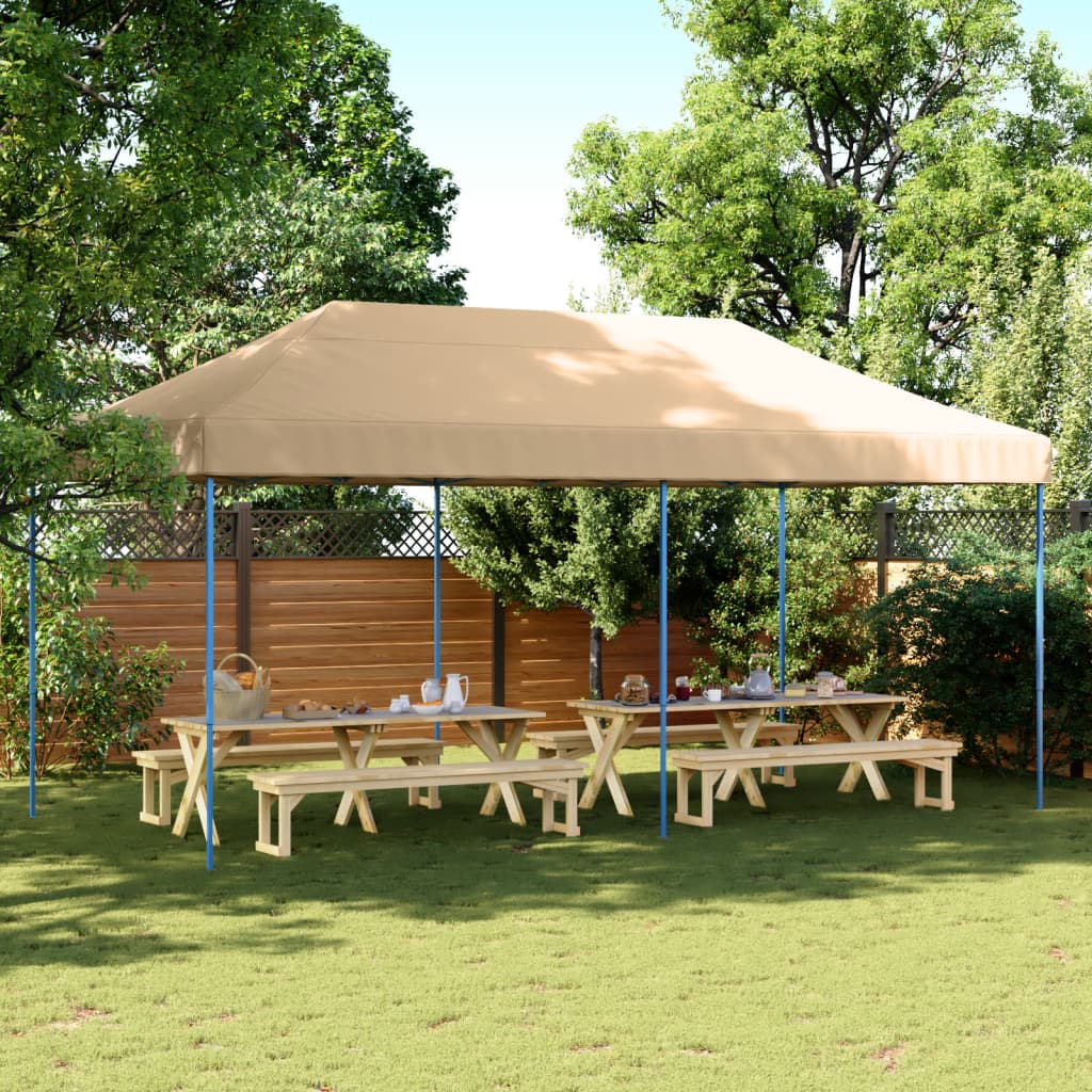 Partytent inklapbaar pop-up 580x292x315 cm beige