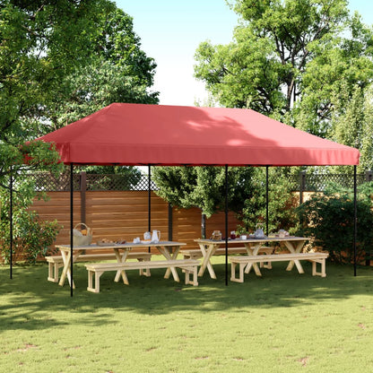 Partytent inklapbaar pop-up 580x292x315 cm bordeauxrood