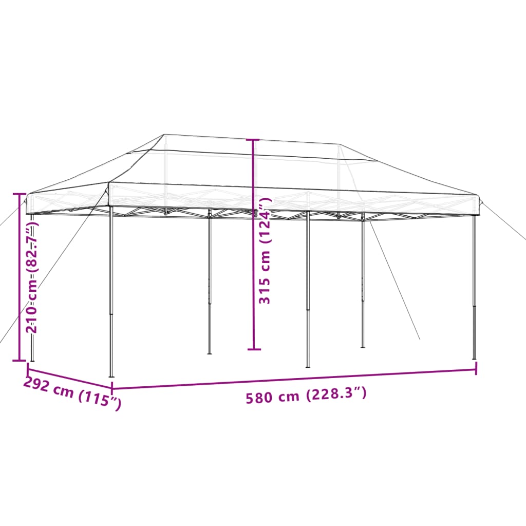 Partytent inklapbaar pop-up 580x292x315 cm terracotta