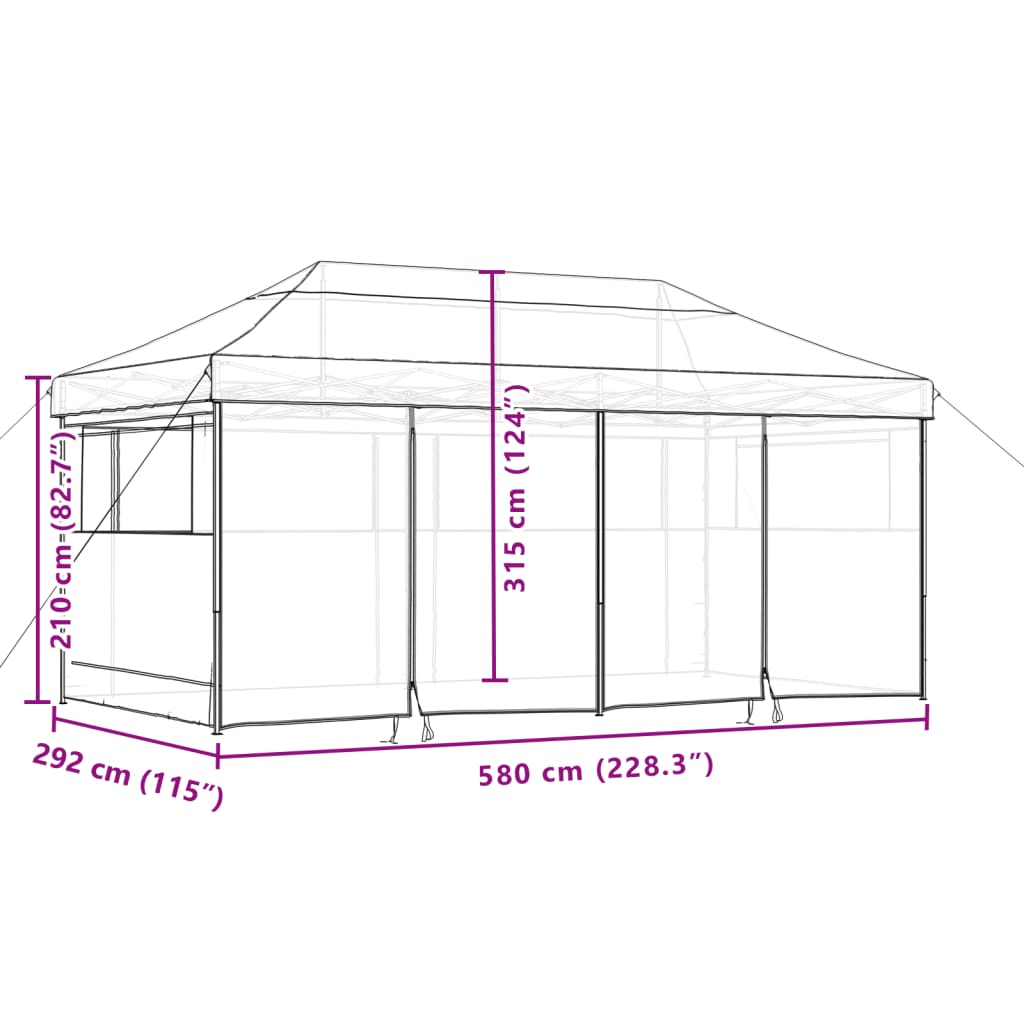 Partytent inklapbaar pop-up met 4 zijwanden groen