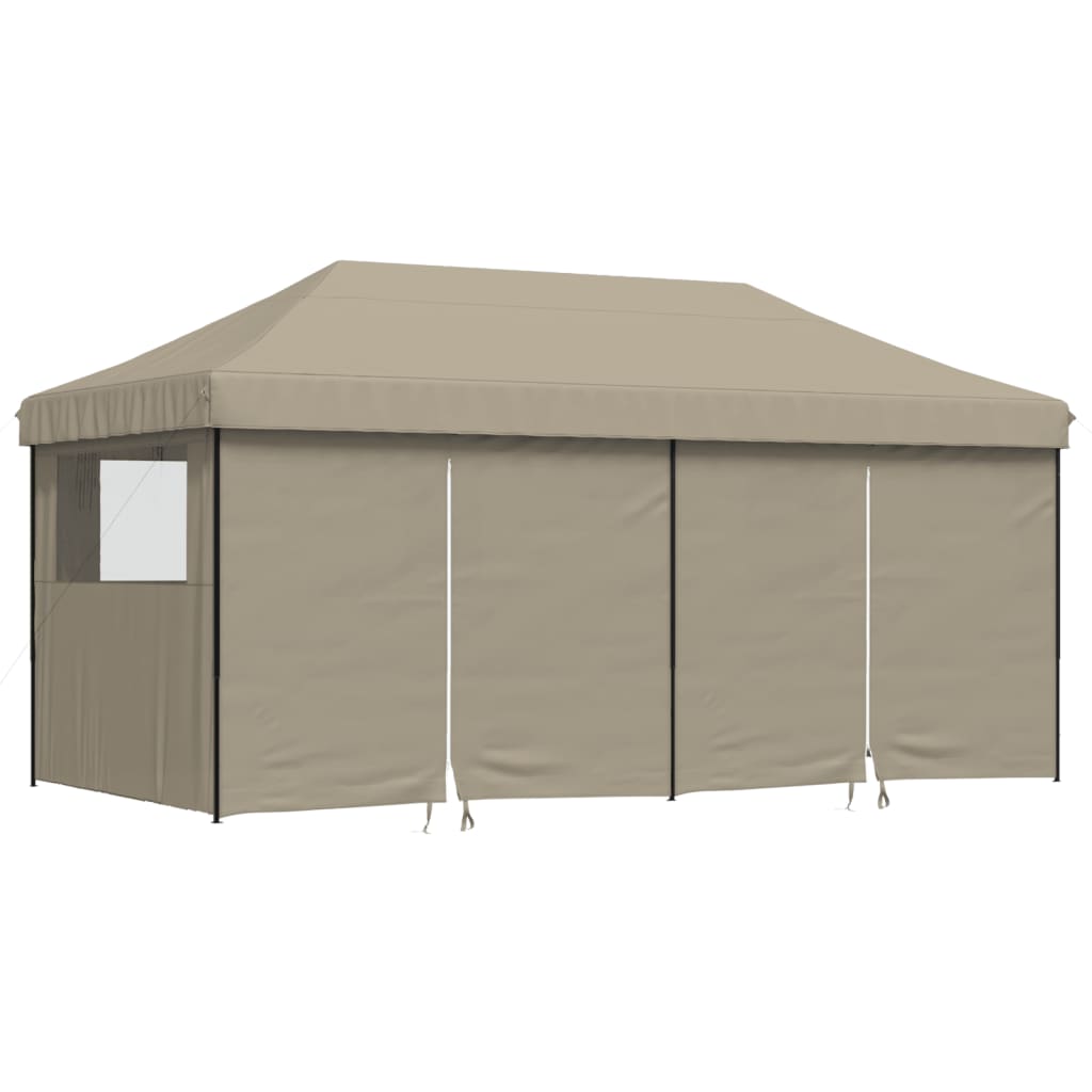 Partytent inklapbaar pop-up met 4 zijwanden taupe