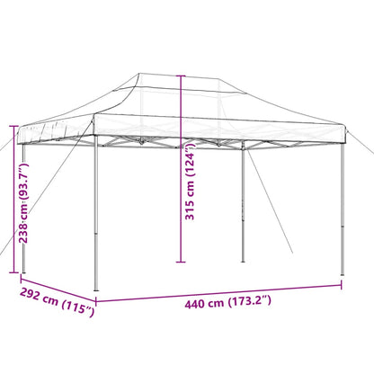 Partytent inklapbaar pop-up 440x292x315 cm beige