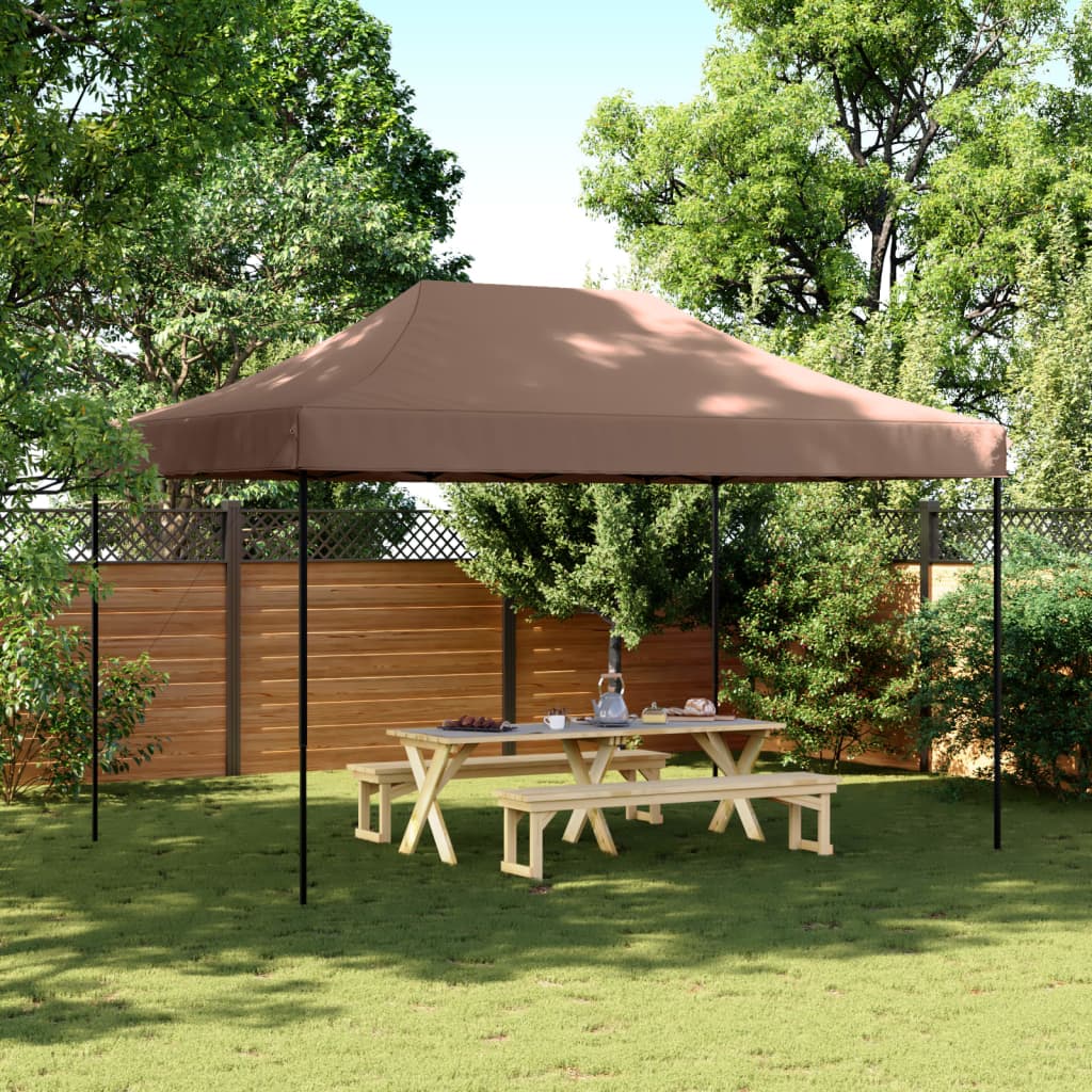 Partytent inklapbaar pop-up 440x292x315 cm bruin