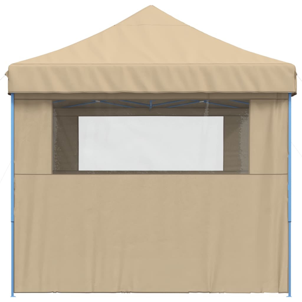 Partytent inklapbaar pop-up met 3 zijwanden beige