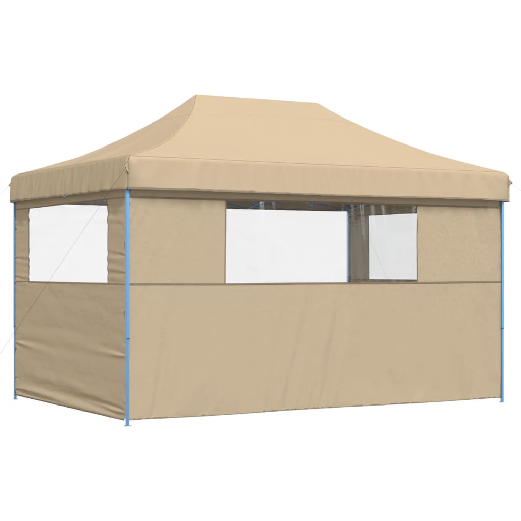 Partytent inklapbaar pop-up met 3 zijwanden beige