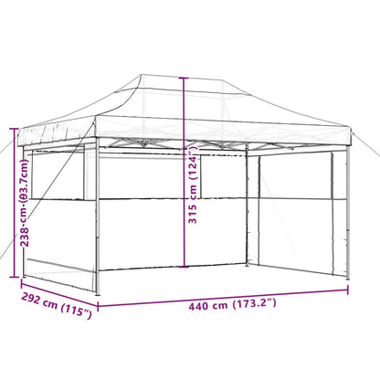 Partytent inklapbaar pop-up met 3 zijwanden oranje