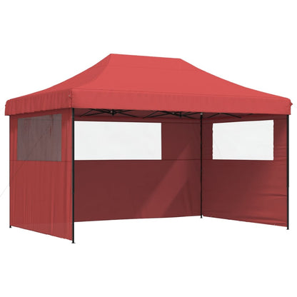 Partytent inklapbaar pop-up met 3 zijwanden bordeauxrood