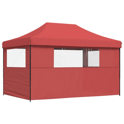 Partytent inklapbaar pop-up met 3 zijwanden bordeauxrood