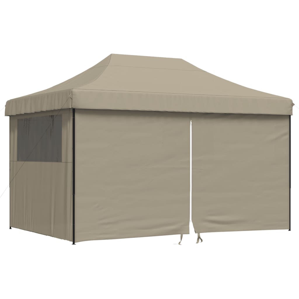 Partytent inklapbaar pop-up met 4 zijwanden taupe