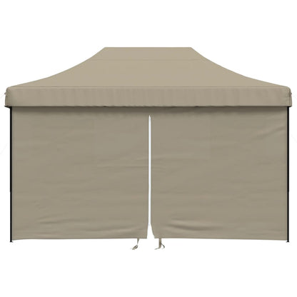 Partytent inklapbaar pop-up met 4 zijwanden taupe