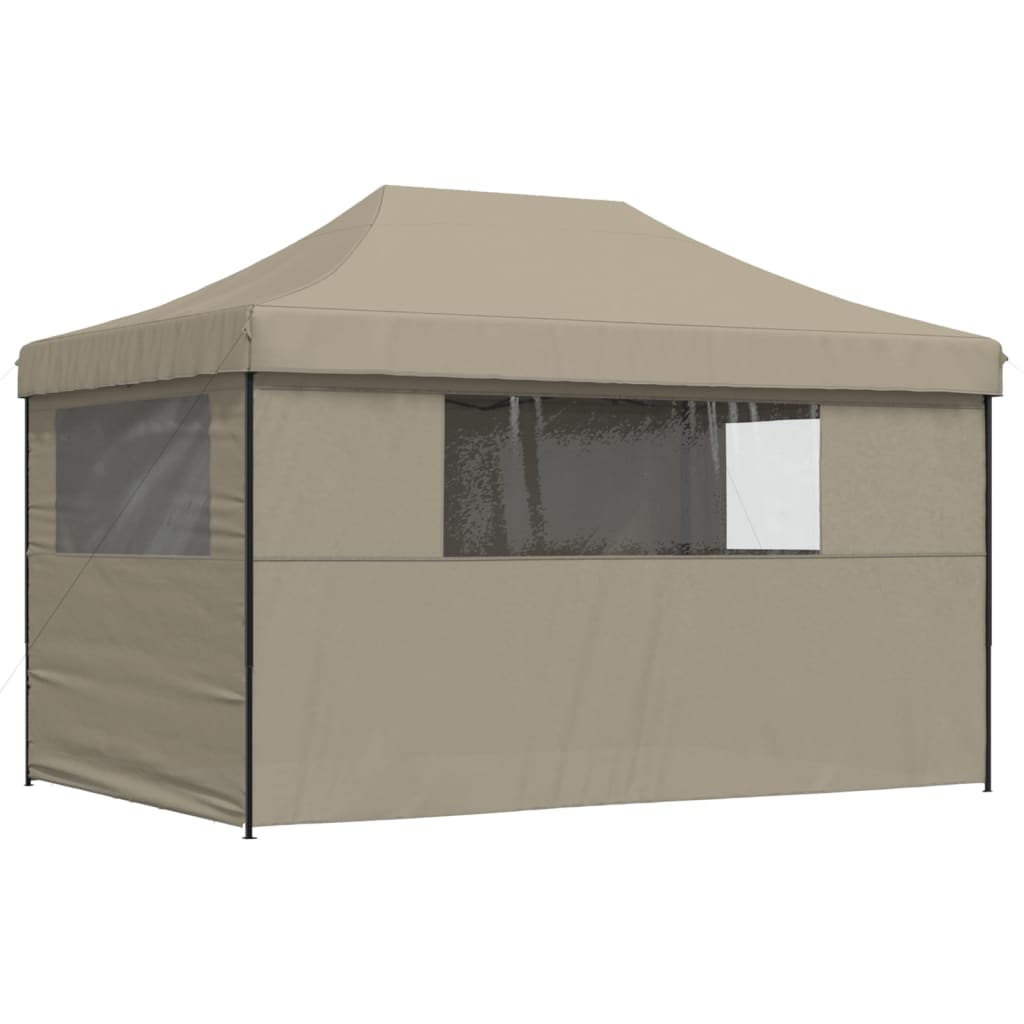 Partytent inklapbaar pop-up met 4 zijwanden taupe