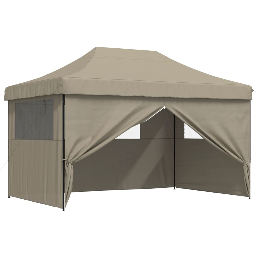 Partytent inklapbaar pop-up met 4 zijwanden taupe