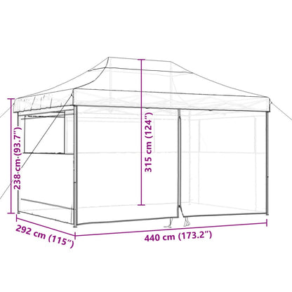 Partytent inklapbaar pop-up met 4 zijwanden taupe