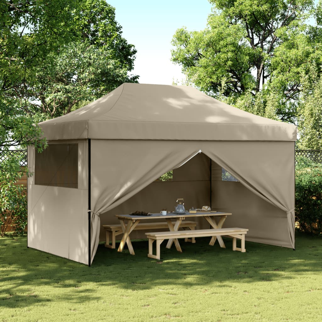 Partytent inklapbaar pop-up met 4 zijwanden taupe