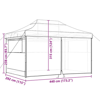 Partytent inklapbaar pop-up met 4 zijwanden bruin