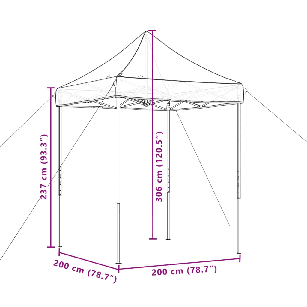 Partytent inklapbaar pop-up 200x200x306 cm beige