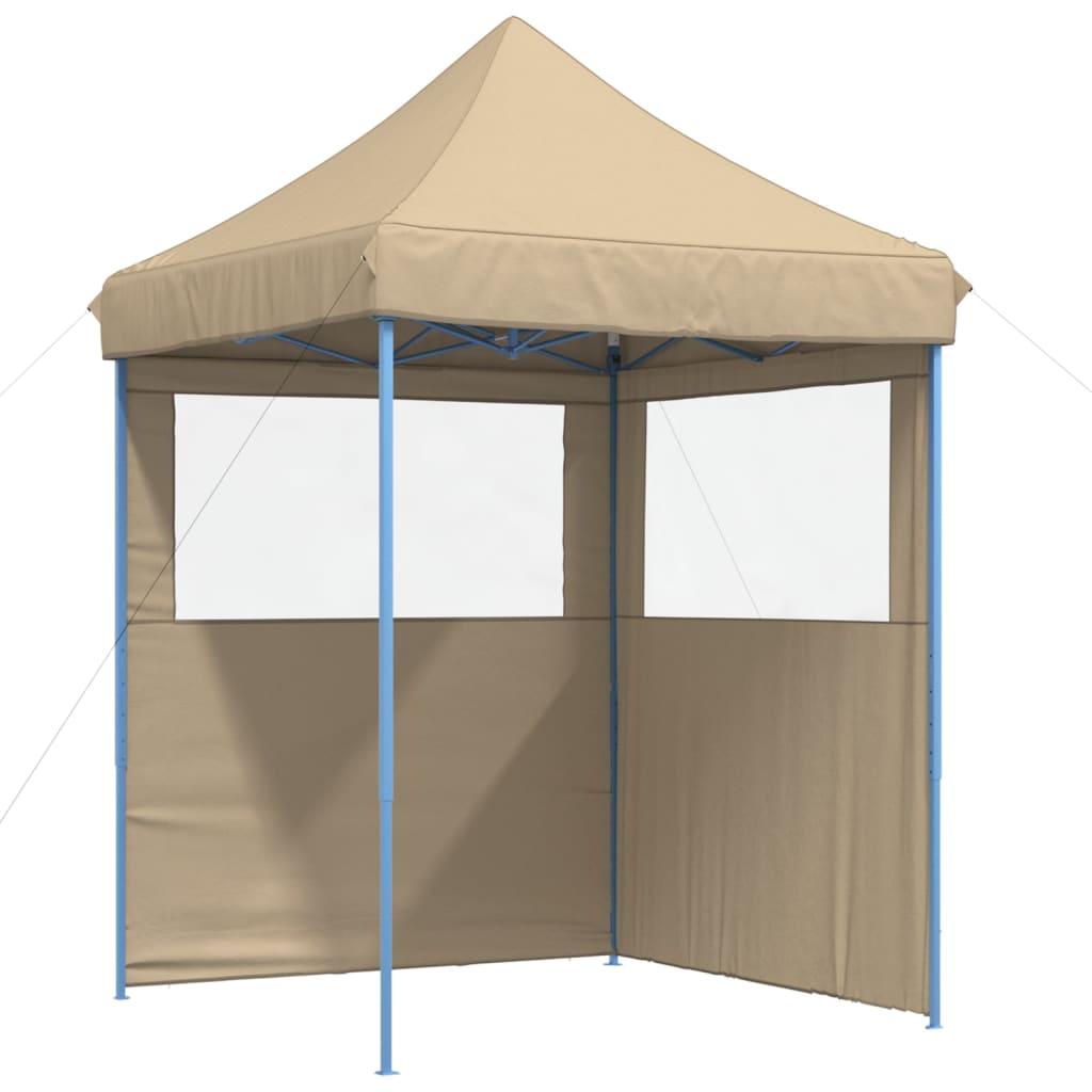 Partytent inklapbaar pop-up met 2 zijwanden beige