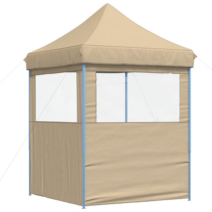 Partytent inklapbaar pop-up met 2 zijwanden beige