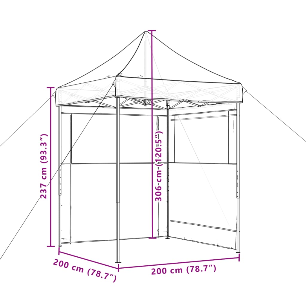 Partytent inklapbaar pop-up met 2 zijwanden groen