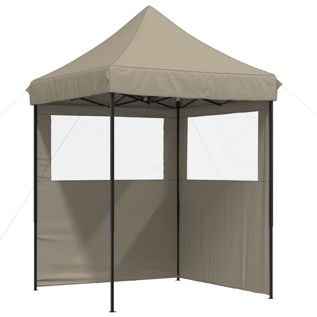 Partytent inklapbaar pop-up met 2 zijwanden taupe