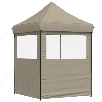 Partytent inklapbaar pop-up met 2 zijwanden taupe