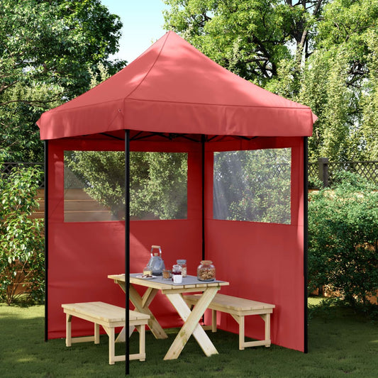 Partytent inklapbaar pop-up met 2 zijwanden bordeauxrood