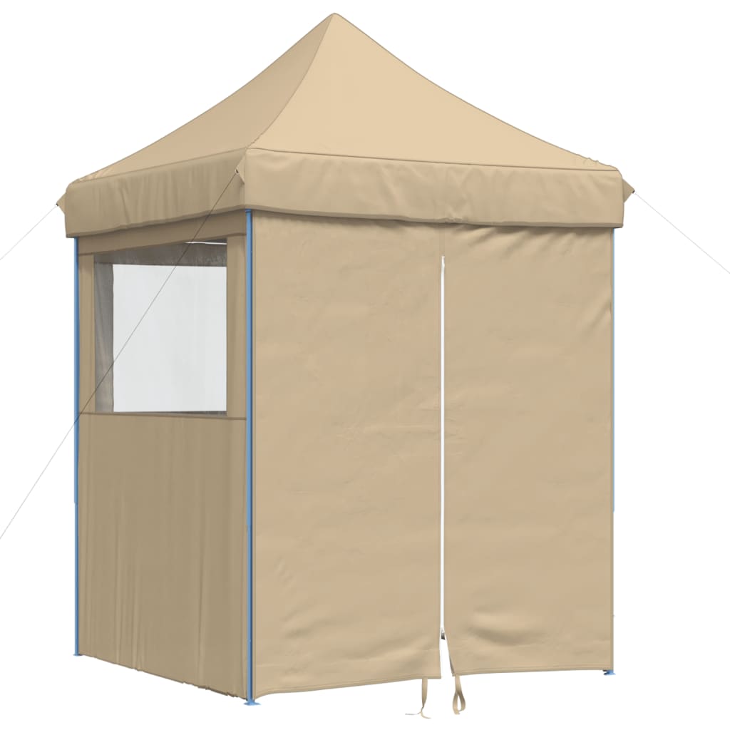 Partytent inklapbaar pop-up met 4 zijwanden beige