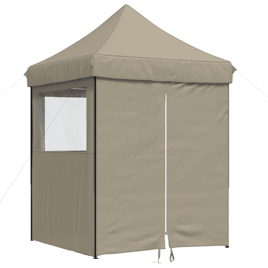 Partytent inklapbaar pop-up met 4 zijwanden taupe