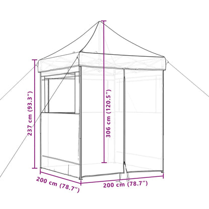 Partytent inklapbaar pop-up met 4 zijwanden taupe