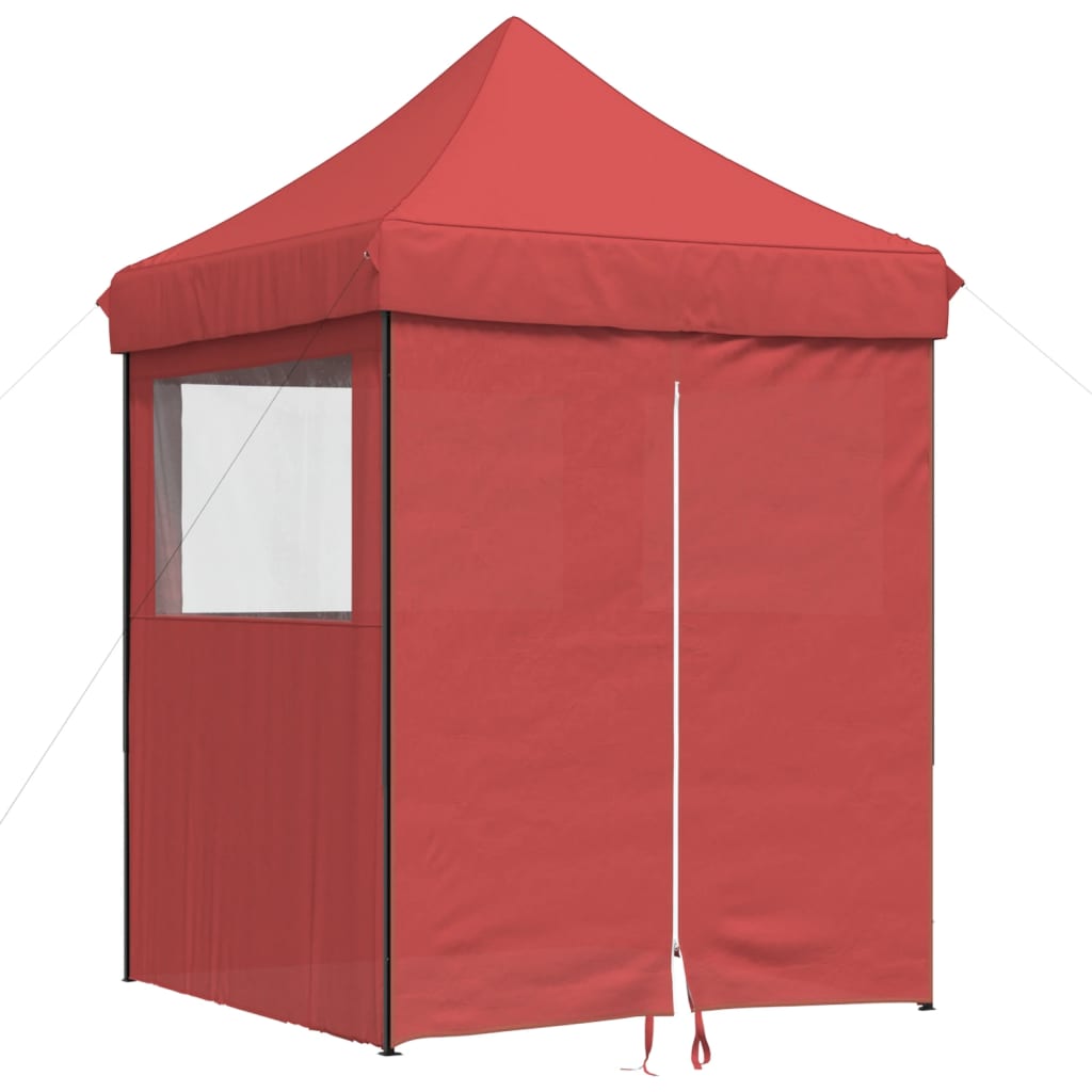 Partytent inklapbaar pop-up met 4 zijwanden bordeauxrood