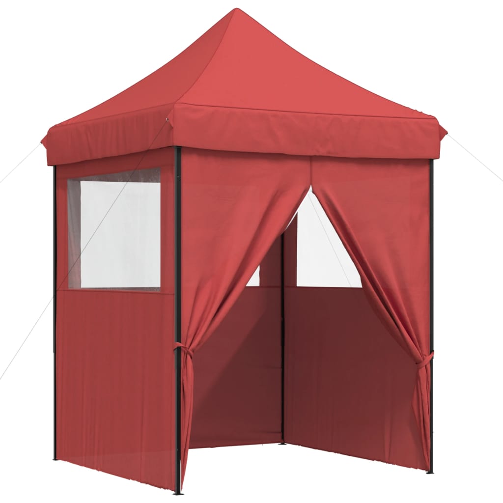 Partytent inklapbaar pop-up met 4 zijwanden bordeauxrood