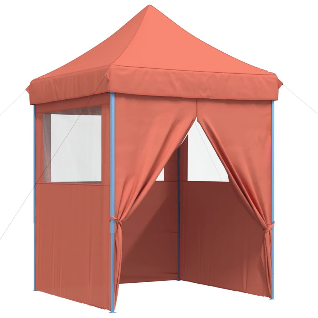 Partytent inklapbaar pop-up met 4 zijwanden terracottakleurig