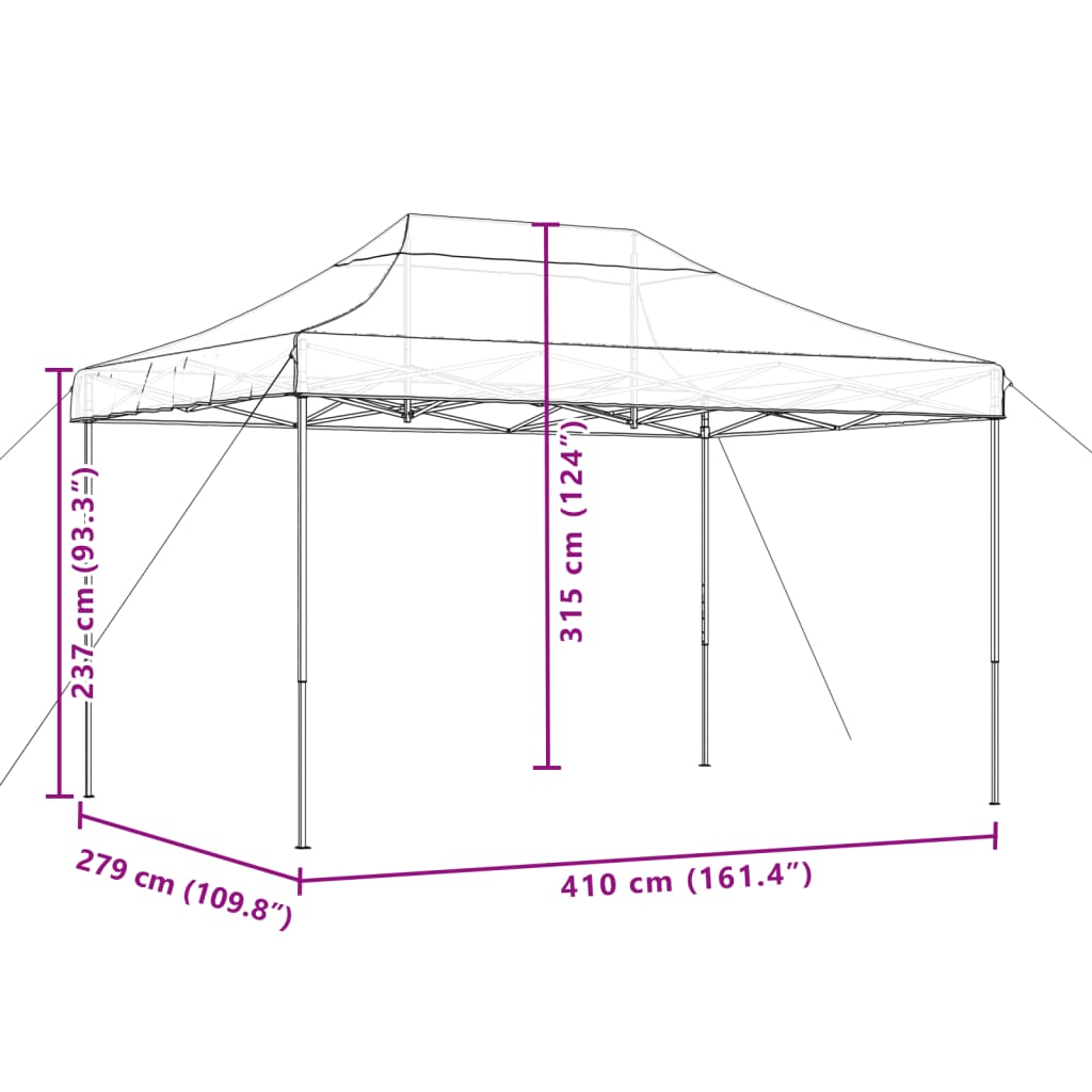 Partytent inklapbaar pop-up 410x279x315 cm terracotta