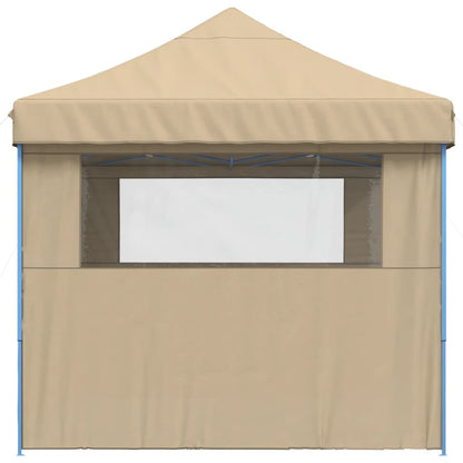 Partytent inklapbaar pop-up met 3 zijwanden beige