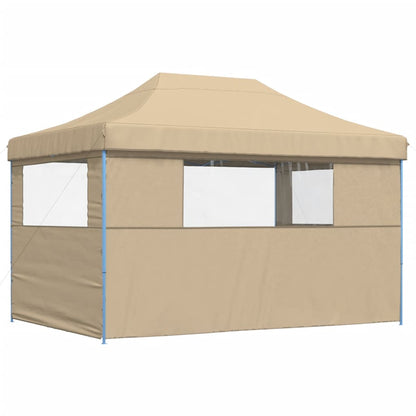 Partytent inklapbaar pop-up met 3 zijwanden beige