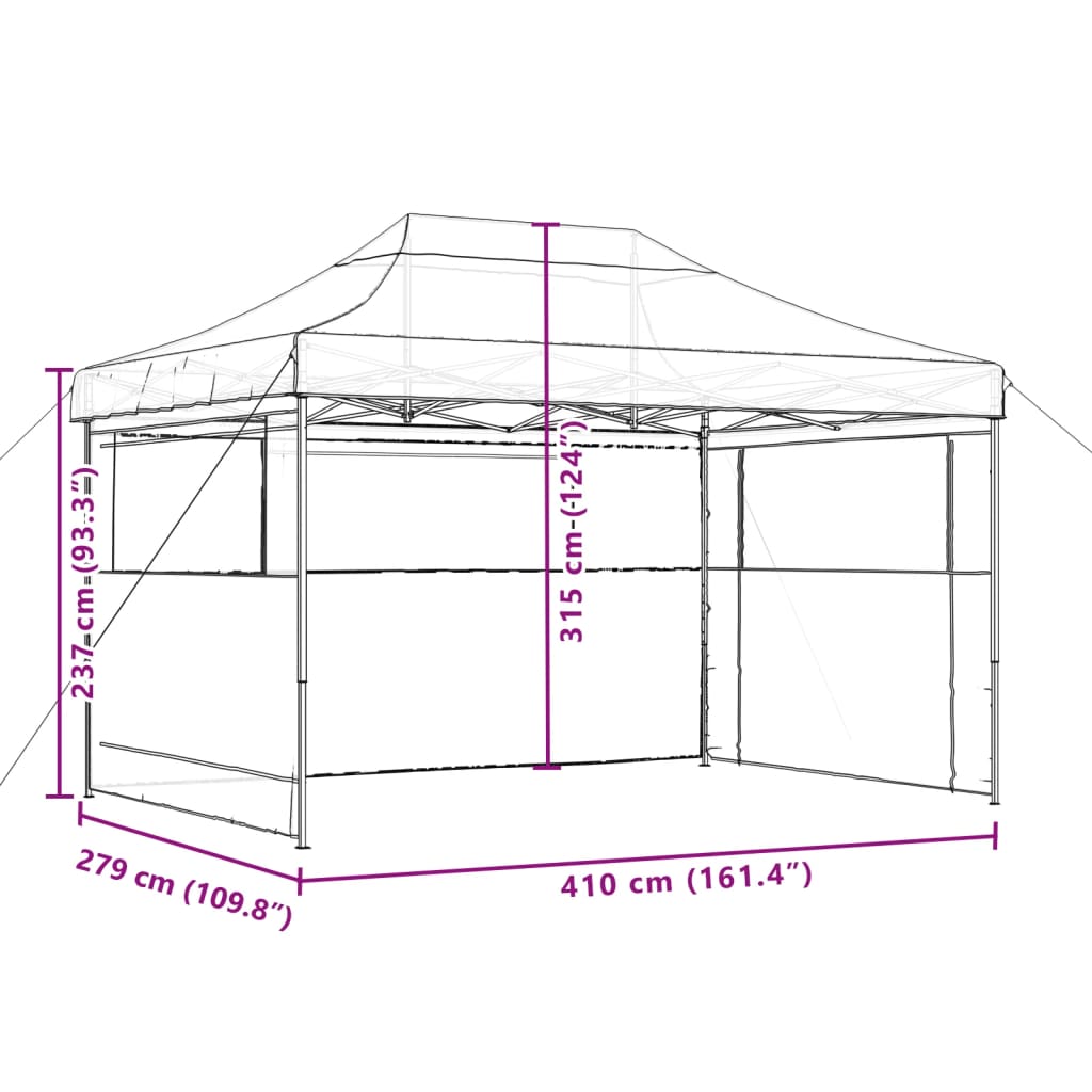 Partytent inklapbaar pop-up met 3 zijwanden groen