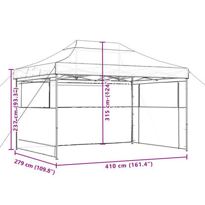 Partytent inklapbaar pop-up met 3 zijwanden oranje