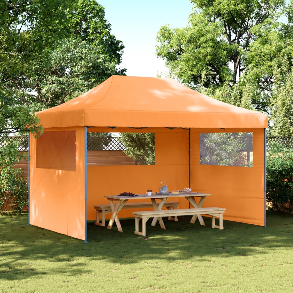 Partytent inklapbaar pop-up met 3 zijwanden oranje