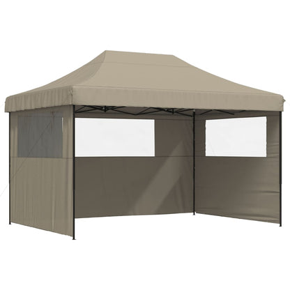 Partytent inklapbaar pop-up met 3 zijwanden taupe