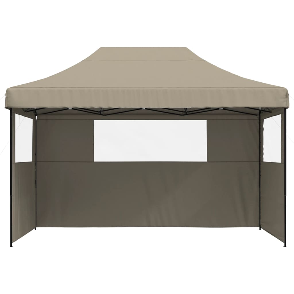 Partytent inklapbaar pop-up met 3 zijwanden taupe