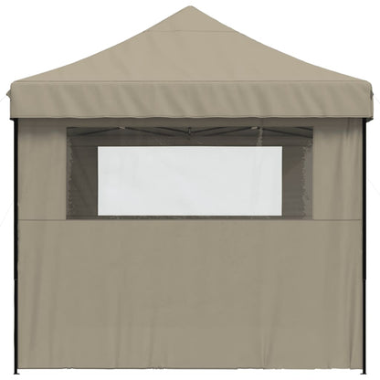 Partytent inklapbaar pop-up met 3 zijwanden taupe