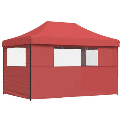 Partytent inklapbaar pop-up met 3 zijwanden bordeauxrood