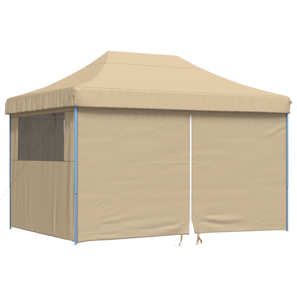 Partytent inklapbaar pop-up met 4 zijwanden beige