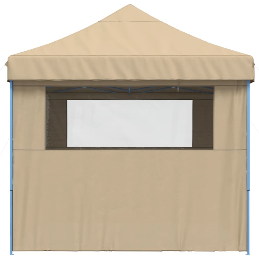 Partytent inklapbaar pop-up met 4 zijwanden beige