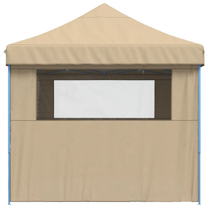 Partytent inklapbaar pop-up met 4 zijwanden beige