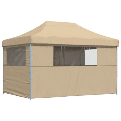 Partytent inklapbaar pop-up met 4 zijwanden beige