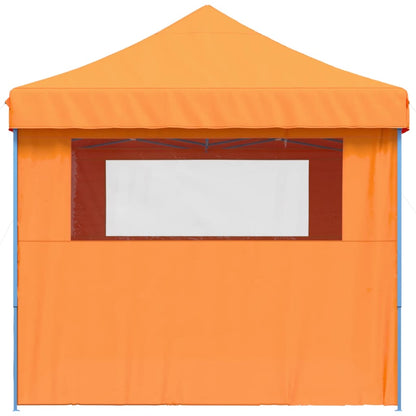 Partytent inklapbaar pop-up met 4 zijwanden oranje