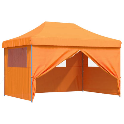 Partytent inklapbaar pop-up met 4 zijwanden oranje